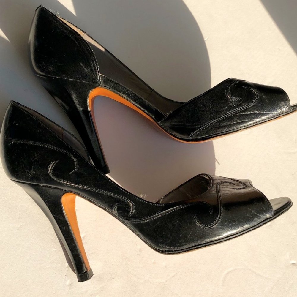 Vintage Halston Peekaboo toe heels